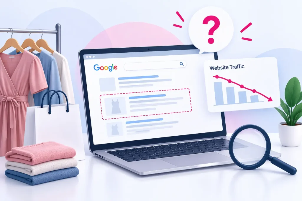 Fashion e-commerce website with low Google visibility and declining traffic