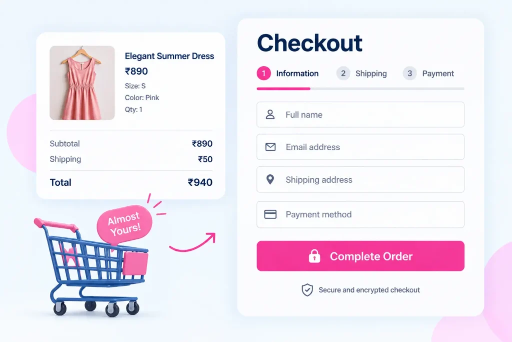 Shopify checkout process showing shipping and payment details